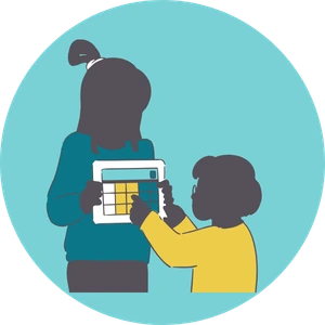 Child and teacher illustration